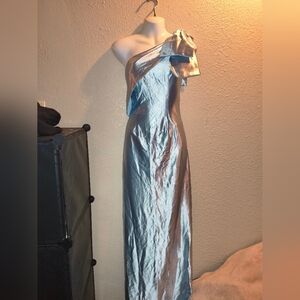 Elegant Blue One-Shoulder Dress